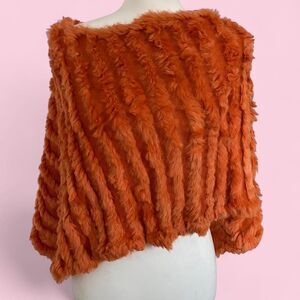 Vintage Orange Rabbit Fur Shawl